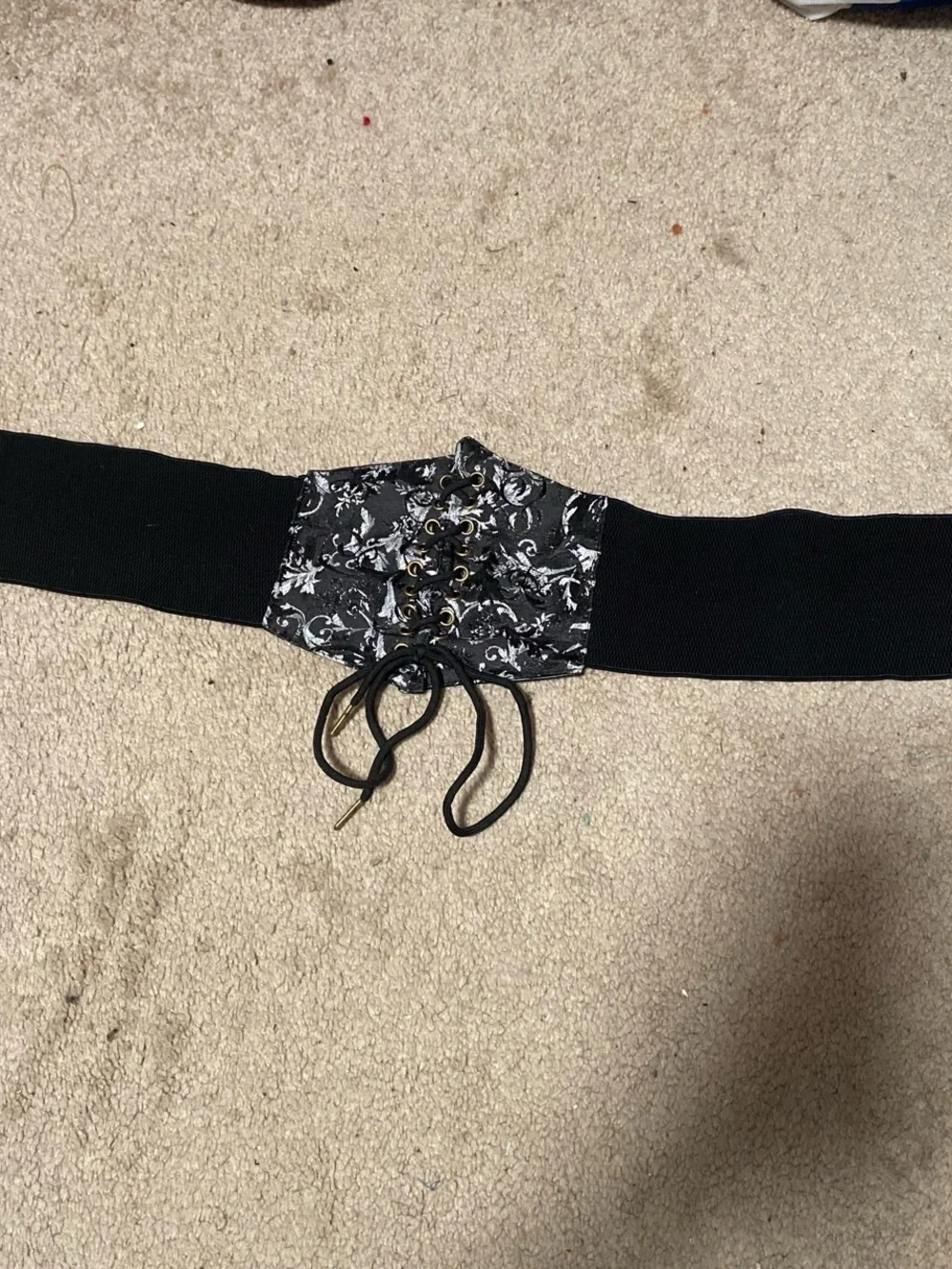 Black and Silver Lace Waist Belt